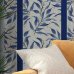 Ivy Leaves Striped Wallpaper Navy Blue