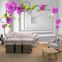 Depth Tunnel and Roses Wall Poster