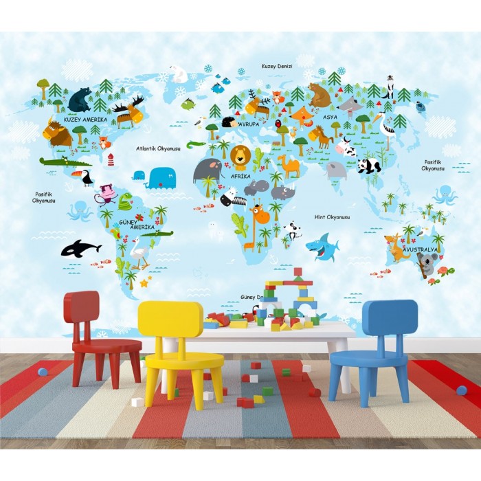 World Map for Kids Room 04