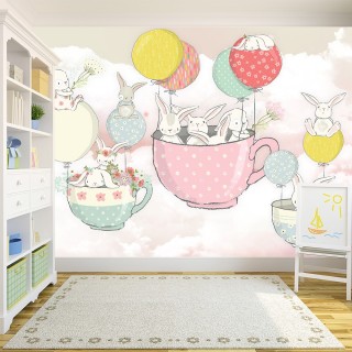 Cute Rabbits Kids Room Wallpaper