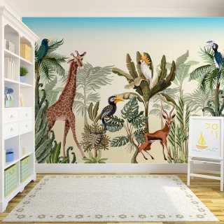 Safari African Animals Kids Room Wallpaper